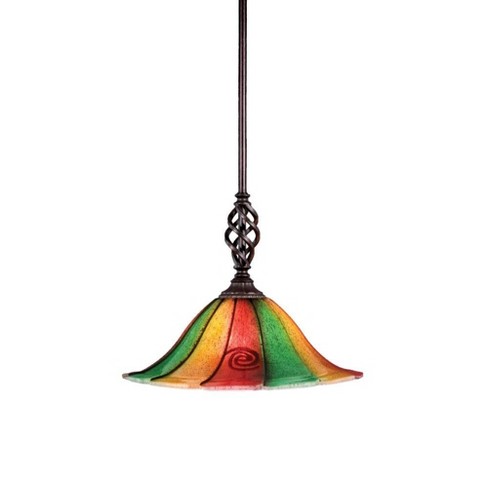 Toltec Lighting Elegante 1 - Light Pendant in  Dark Granite with 14" Mardi Gras Shade - image 1 of 1