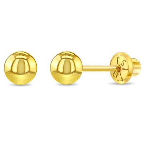 Girls' Classic Ball Screw Back 18k Yellow Gold Earrings - 5mm - In ...