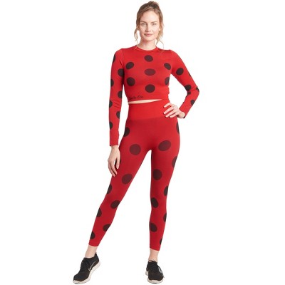 Miraculous Ladybug Womens Seamless Long Sleeve Crop Top & Legging Set - High Waisted Butt Lifting for Gym Workout, Cosplay, Yoga, Running by MAXXIM