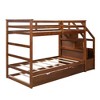 NicBex Twin over Twin Bunk Bed Pine Triple Bed Frame with Trundle, Storage Stairs and Full Length Guardrail for Bedroom, No Box Spring Required - 3 of 4