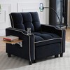 3-in-1 Adjustable Chaise Lounge with Side Table, Phone Holder&Cup box, Convertible Sofa Bed Sleeper Chair Accent Chair, Beige/Black/Blue-ModernLuxe - 2 of 4