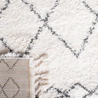 Ivory and Grey Moroccan Fringe Shag 8' x 10' Area Rug