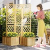 Outsunny Outdoor Privacy Screen with 4 Self-Draining Planters, 3 Hinged Privacy Panels for Hot Tub, Pool, Backyard, Deck - 3 of 4