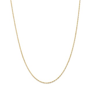 Black Bow Jewelry 1mm 14k Yellow Gold Diamond Cut Singapore Chain Necklace - 1 of 4