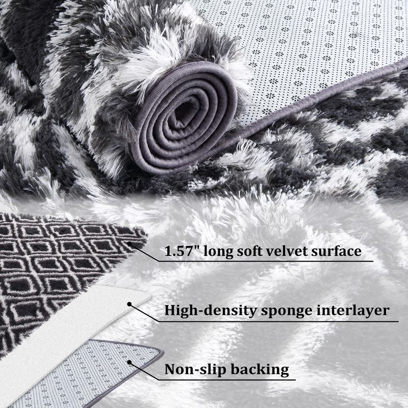 Area Rug Shag Rugs Geometric Carpet for Living Room Bedroom, 5 of 8