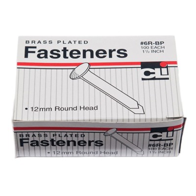 Charles Leonard Fasteners, Round Head, Brass Plated, 1-1/2 Inch Shank, 12 MM Head, Box of 100 (Case of 6)