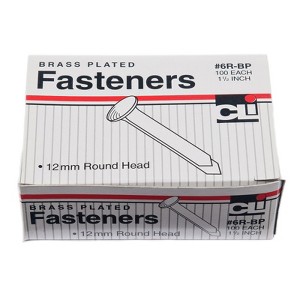 Charles Leonard Fasteners, Round Head, Brass Plated, 1-1/2 Inch Shank, 12 MM Head, Box of 100 (Case of 6) - 1 of 1