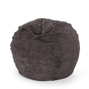 34" Greyrock Modern Glam Faux Fur Winter Bean Bag Brown/Beige - Christopher Knight Home - 1 of 4
