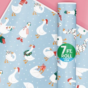 Big Dot of Happiness Christmas Silly Goose Wrapping Paper, Winter Holiday Party Gift Wrap Roll, Funny Christmas Gift Paper, 24 in x 7 feet, 1 Roll - 1 of 4