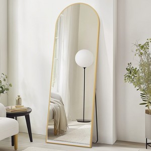FONTOI 71"x26" Full Length Mirror Standing or Hanging Aluminum Alloy Frame HD Reflection for Bedroom Living Room Hallway Entryway, Gold/Black - 1 of 4