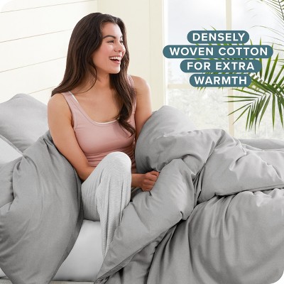 Light Grey Twin/Twin XL Cotton Flannel Duvet Cover Set