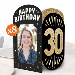 Big Dot of Happiness 30th Birthday Photo Holder Centerpieces, 4x6 Picture Display Box, Black & Gold Table Decoration for Adult Birthday Decor, 8 Count - 1 of 4
