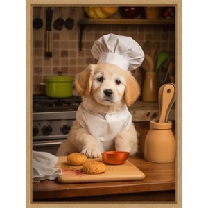 Amanti Art Golden Retriever Puppy Chef by Andreas Magnusson Framed Canvas Wall Art - 1 of 4