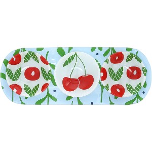 Pavilion Gift Company - Cherries - 11" Glass Serving Tray with 3 Bowls - Serving Trays - 1 of 4