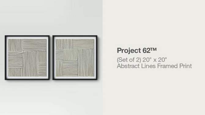 (Set of 2) 20&#34; x 20&#34; Abstract Lines Framed Print Black - Project 62&#8482;, 2 of 13, play video