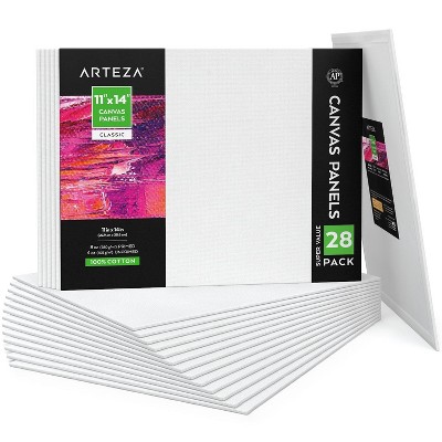 Arteza Canvas Panels, Classic, White, 11"x14", Blank Canvas Boards for Painting - 28 Pack (ARTZ-8350)