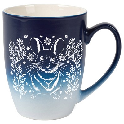 Elanze Designs 12 Ounce Vibrant Two Toned Ombre Ceramic Tea Coffee Cup Mug Blue White Springtime Mouse