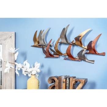 Metal Bird Flying Flock Of Wall Decor Multi Colored - Olivia & May