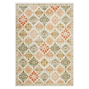 Boho Floral Area Rug , SoftFaux Wool Shag Rugs Farmhouse Washable Anti Slip Large Carpet Rug for Entryway Bedroom Living Room Hallway and Laundry Room - 1 of 4