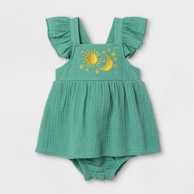 Image of Baby Girls' Gauze Sunsuit - Cat & Jack™ Green 6-9M