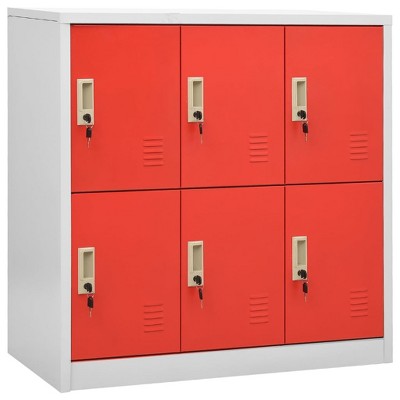 VidaXL Locker Cabinet Light Gray and Red 35.4 in.x17.7 in.x36.4 in. Steel