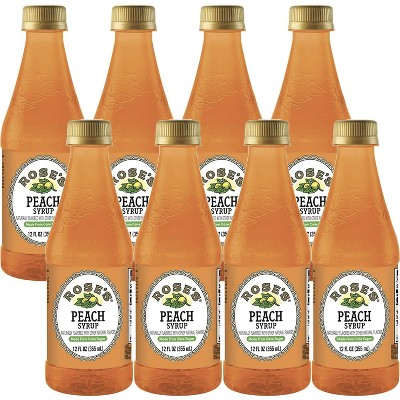 Rose’s Peach Syrup 8 Pack 12 OZ Bottle, | Perfect for Cocktails, Beverages, and Mixers