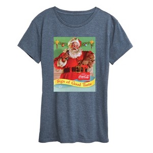 Women's - Coca-Cola - Vintage Christmas Santa Sign Of Good Taste Short Sleeve Graphic T-Shirt - 1 of 4