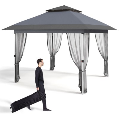 Gazebo Outdoor Pop up Canopy Tent with Curtains and 144 Square Shelter for Patio,Backyard Party, with Mosquito Netting, 2-Tiered Vented Top