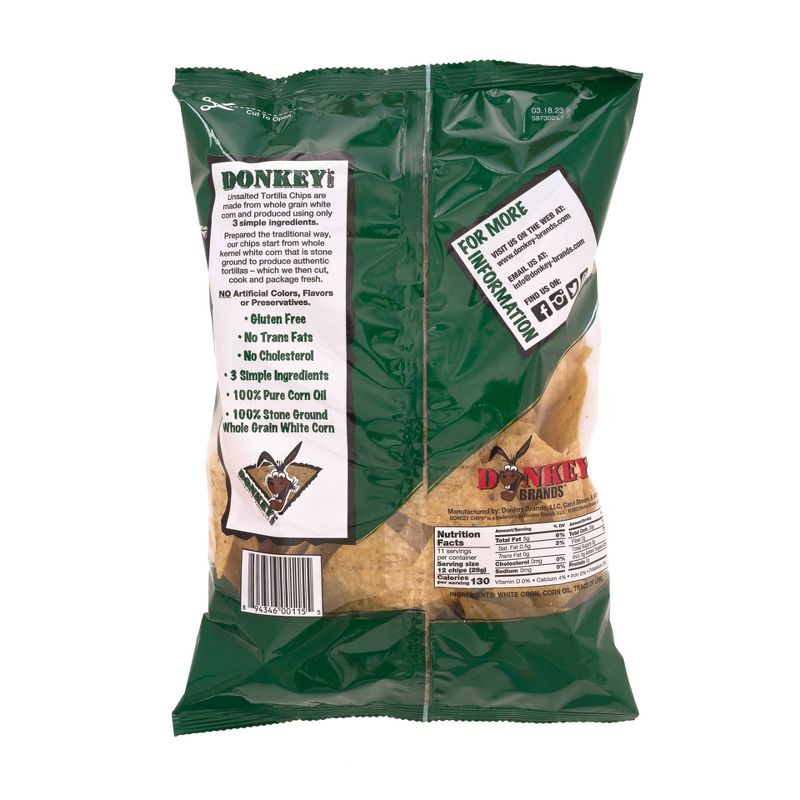 Donkey Chips Unsalted Tortilla Chips - 11oz, 2 of 3