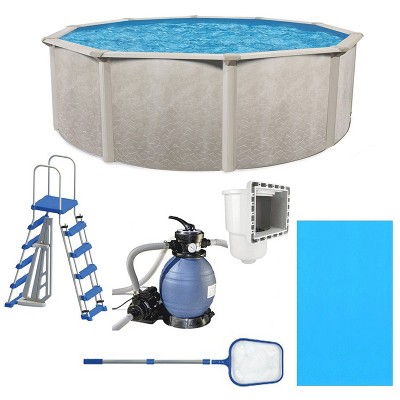 Aquarian Phoenix 15' x 52" Steel Frame Above-Ground Pool Kit, DIY Family Size Backyard Pool with Sand Filter Pump, Ladder, Liner, Skimmer, and Net