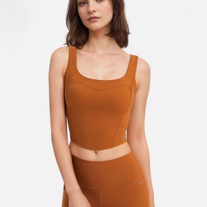 Anna-Kaci Active Women's Square Neck Active Crop Tank Top with Contour Seams Wide Straps and Sculpting Stretch Performance Fabric - 1 of 4