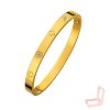 Gold Stainless Steel Clover - Accented Modern Unisex Closed Bangle - 3 of 4