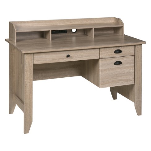 Home Styles Arts and Crafts Transitional Executive Desk, Oak Finish,  Keyboard Tray, Storage Drawers in the Desks department at