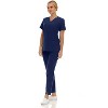 Saint Scrubs Womens 9-Pocket Medical Uniform Set- V-Neck Stretch Top with Tapered Straight Leg Pants - 3 of 4