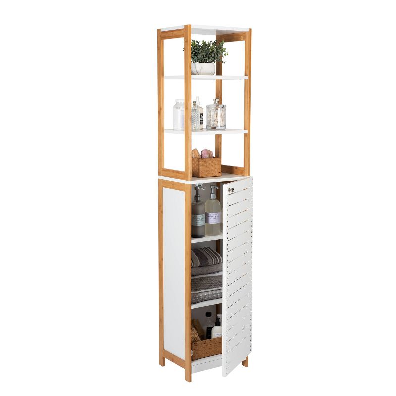 Deluxe Bamboo High Cabinet with Three Interior Shelves Brown - Organize It All, 3 of 11