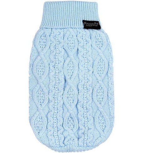 Parisian Pet 'Cable Knit Sweater' - Warm & Stylish Pet Sweater in Powder Blue for Dogs & Cats - image 1 of 4