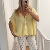 Clearlove Women Oversized Cropped Summer Sweater Short Sleeve V-Neck Button Down Cardigan Solid Color Trendy Lightweight Knitted Shirt - 4 of 4
