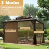 Durable Double-Roof Outdoor Gazebo with UV-Resistant Polycarbonate Top, Mosquito Netting, and Sturdy Aluminum Frame for All-Weather Use-Coolbibila - 3 of 4