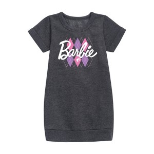 - Barbie - Argyle Graphic Short Sleeve Fleece Dress - 1 of 3