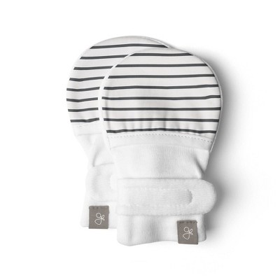 Image of Goumi Viscose from Bamboo + Organic Cotton Stay-On Mitts - 0-3m - Stripe Gray