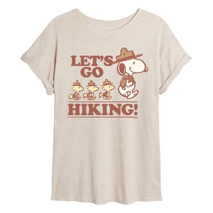 Women's - Peanuts - Lets Go Hiking Oversized Graphic T-Shirt - 1 of 4