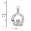 Black Bow Jewelry 14k White Gold Satin & Diamond Cut Flat Claddagh Pendant, 14mm - 4 of 4