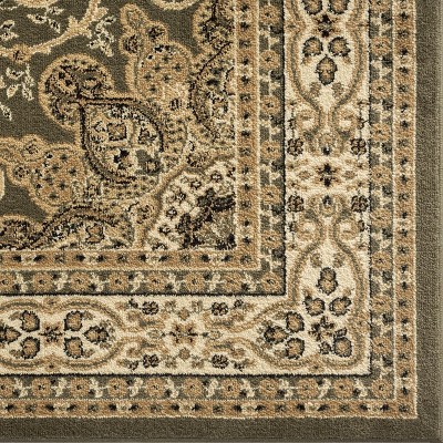 Green and Beige Floral Medallion 8' x 10' Synthetic Area Rug