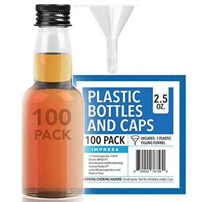 Blue Panda [100 pack] 2.5oz Mini Liquor Bottles Bulk for Any Spirit Anytime - No Leak Bottles w/Caps