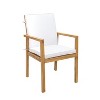 Sunnydaze Rodanthe Acacia Wood Outdoor Dining Armchairs with Cushions - 2pk - Natural/Bone White - 4 of 4