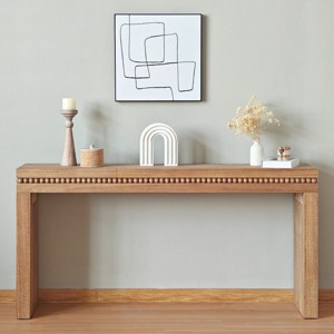 64'' Farmhouse Console Table,Rustic Wood Entryway Table with Beaded Edge,Classic Sofa Table for Hallway or Foyer-Baofuwish - 1 of 4