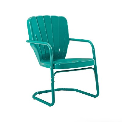 Turquoise Steel Retro Outdoor Dining Chair Set of 2