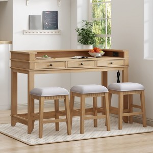 NicBex Dining Table Set for 4 Bar Table Set with 3 Upholstered Stools 3 Drawers for Kitchen - 1 of 4
