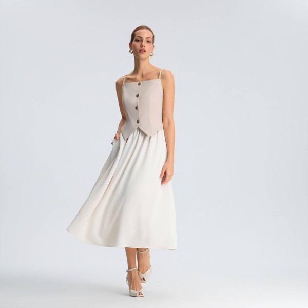 Vestido Midi Línea A Dos Piezas para Mujer - A New Day™ Gris Madera 4
