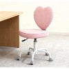 Racxily Pink Heart Office Chair, Adjustable Swivel Chair for Bedroom & Vanity, Cute Comfort Design - 3 of 4
